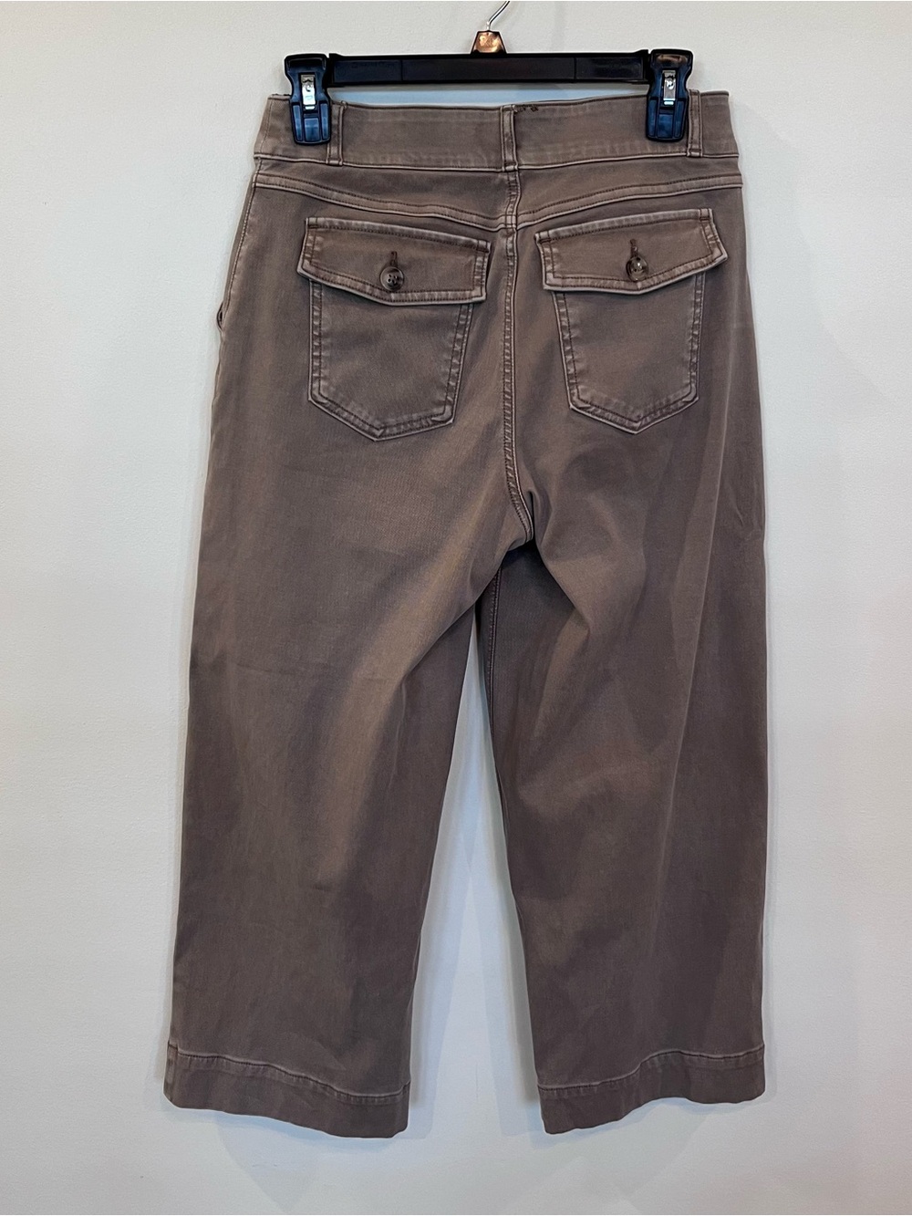 Spanx Stretch Twill Cropped Wide Leg Pants In Brown Smoke Women’s Medium Petite - Picture 5 of 7